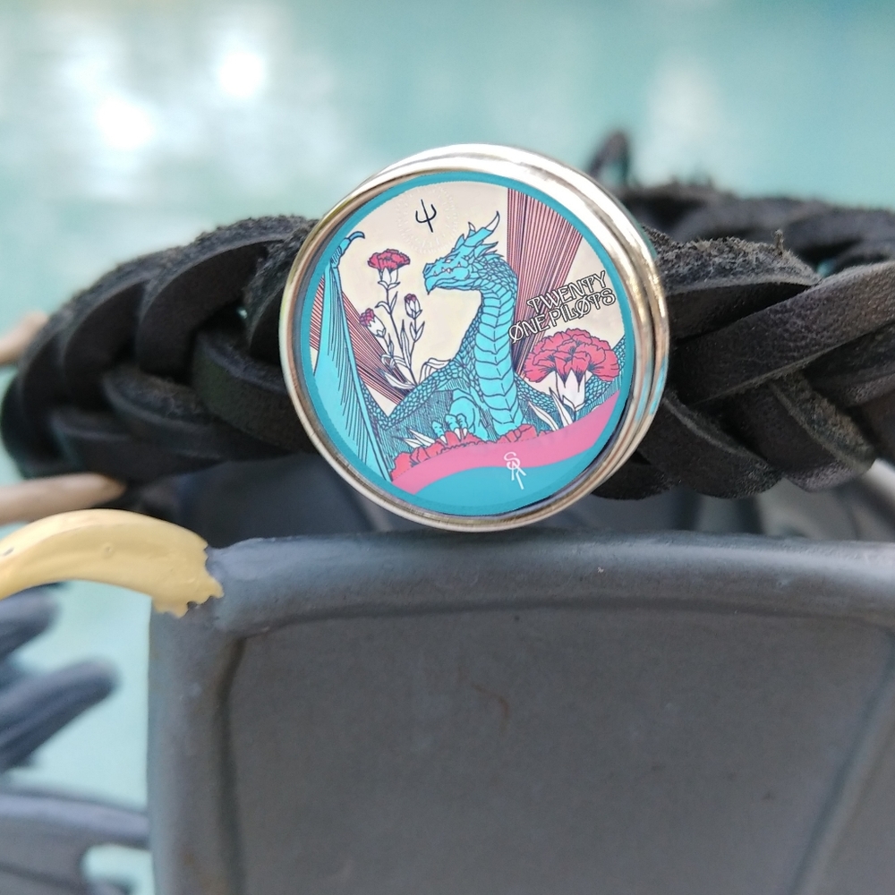 Handmade Twenty One Pilots Scaled Icy Trash Dragon Snap Charm Bracelet